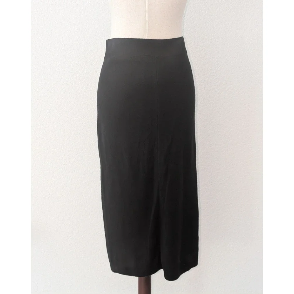 Banana Republic Black Knit Midi Skirt Women Faux Wrap S
